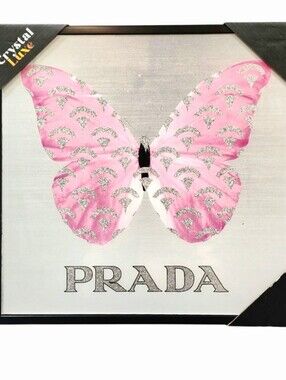 Crystal Luxe PRADA Pink Butterfly w/Silver Accents Wall Decor